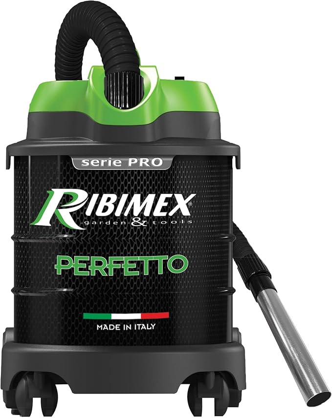 Ribimex Aspirador de Cenizas eléctrico Perfecto, silencioso, con Filtro HEPA Lavable, función de soplado, Cubo de 20 l, Potencia 1200 W, Ideal para aspirar Cenizas frías de Estufas y chimeneas –