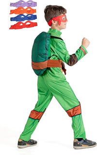 Ciao- Tartaruga Ninja Turtles costume travestimento bambino originale TMNT Teenage Mutant Ninja Turtles (Taglia 7-9 anni) con guscio imbottito e mascherina intercambiabile
