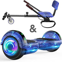 Hoverboard avec siège, 6.5 Pouces Self Balancing Hover Board avec haut-parleurs Bluetooth et lumières LED pour les enfants, les filles et les garçons (Go-Kart inclus)