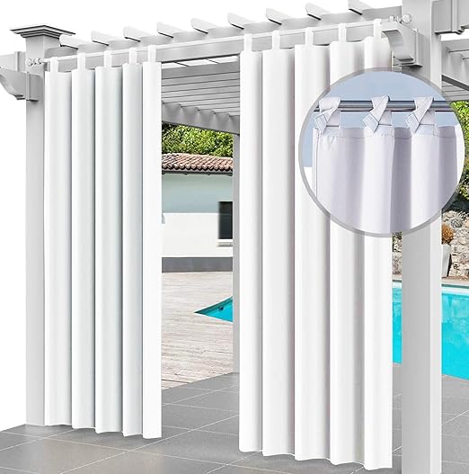 Ferocity Cortina para Exteriores Impermeable 220 x 155 cm, para Evitar el Agua, Resistente al Viento, para Patio, Porche Frontal, pérgola, casa de Playa, (1 Panel) Blanco [129]