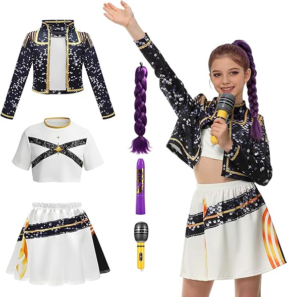 K-p0p Dem0n Cosplay Disfraz, Raveparty Disfraz de carnaval para niños, Kp0p Hunters Rumi Disfraz de niña, Disfraz Ru-mi Kp0p Niña, Para Fiestas Navideñas Carnaval Y Juegos De Rol Para Niñas (150)