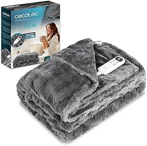 Cecotec Manta Eléctrica 180x130cm HeatConfort Noa (180 x 130). 115W, 10 Niveles de Temperatura Ajustables, Controlador LCD Extraíble, Temporizador con Apagado Automático, PTC+ Tecnología NTC