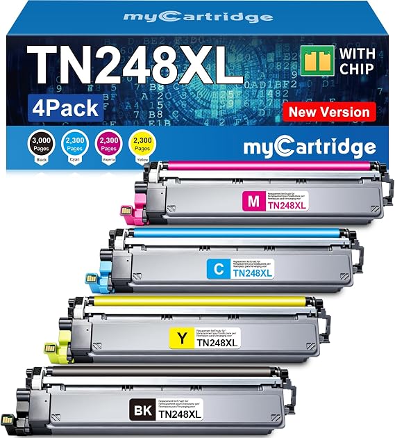 myCartridge TN248XL TN248 Tóner 4-Pack Compatible con Brother DCP-L3560CDW