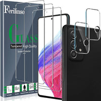 Ferilinso Protector de Pantalla Diseñado para Samsung Galaxy A53 5G, 3 Piezas HD Cristal Templado con 2 Piezas Protector de Lente de cámara, Funda Amistoso, Dureza 9H, Sin Burbujas