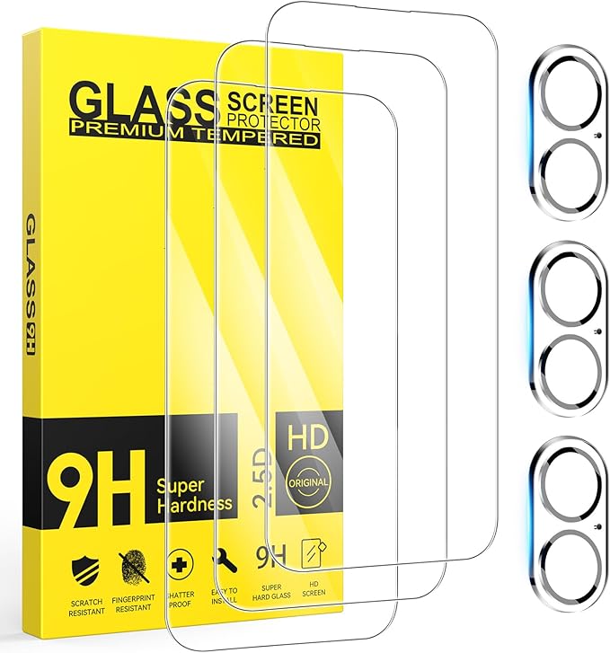 Niphabe 3 Piezas Protector Pantalla Para iPhone 17 con Protector Camara Para iPhone 17, 6,3 Pulgadas, Dureza 9H, HD Cristal Templado, Antiarañazos, Antihuellas, Sin Burbujas, Transparente