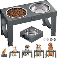 X XBEN Comedero Perro Elevado, Comedero Elevado de 5 Alturas Ajustables, 2X1,5L Comedero y Bebedero Perro, Comederos Elevados para Perros Pequeños, Medianos y Grandes, Plegable y Antideslizante