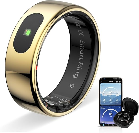 Anillo de salud Touch Smart Ring Pro con control remoto Bluetooth y detección de movimiento, rastreador de actividad impermeable 10ATM para el uso diario de hombres y mujeres (AI oro rosa, 10)