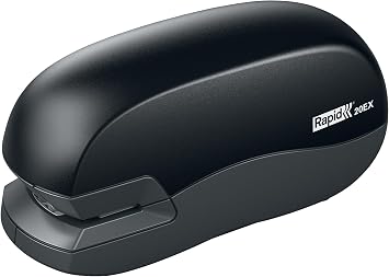 Rapid 5000297 – Grapadora Eléctrica De Sobremesa 20EX Fixativ, Capacidad 20 Hojas, Uso Con Una Mano, Alimentación Por Adaptador Incluido, Compatible Con Grapas Rapid 24/6 Y 26/6, Color Negro