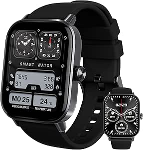 YISH Reloj Inteligente Hombre Mujer: 1.85'' HD Smartwatch con Bluetooth, 20+ Deportivos Modos Smart Watch con Pulsómetro/Monitor de Sueño, Monitor de Sueño para Android iOS IP68 Pulsera Actividad
