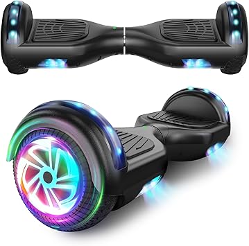 Hoverboard de 6,5 pulgadas con altavoz Bluetooth, scooter autoequilibrado, motor con luces de colores y luces LED