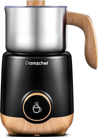 AMZCHEF 8-IN-1 Espumador de Leche Electrico 550 W | 600ml Calentador de Leche para Espumar Leche Caliente y Fría, Leche Caliente, Leche con Chocolate, Comida para Bebé a Base de Leche | Negro