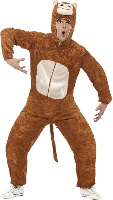 Smiffys Disfraz de mico, adulto, incluye enterizo con capucha Halloween, Carnaval