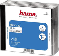Hama CD-Leerhülle, Standard, 5er-Pack, transparent-schwarz