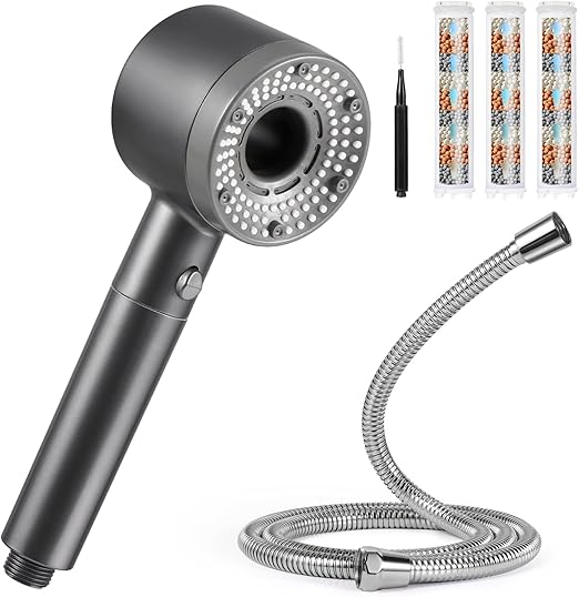 Alcachofa de Ducha para Filtro, Antical Alcachofa Ducha con Manguera 1.5m, Cabezal de Ducha para 5 Modos