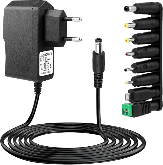 6V 2A Transformateur Alimentation AC 230V à DC 5,5x2,1mm con 8 Connecteur