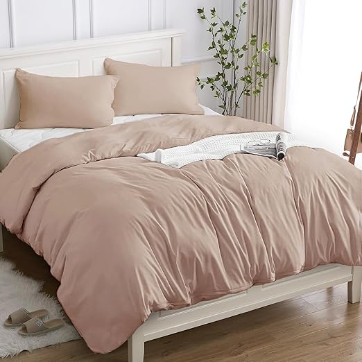 Cotopuro Funda Nórdica Cama 135/150 de 100% Algodón, Juego de Funda Edredón 240x220 y 2 Fundas de Almohada 50x80 Algodón Premium 150GSM, Suave, Transpirable, Hipoalergénico Rosa