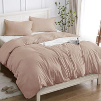 Cotopuro Funda Nórdica Cama 135/150 de 100% Algodón, Juego de Funda Edredón 240x220 y 2 Fundas de Almohada 50x80 Algodón Premium 150GSM, Suave, Transpirable, Hipoalergénico Rosa