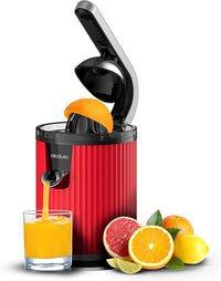 Cecotec Exprimidor Eléctrico de Brazo para Naranjas y Cítricos Xqueeze RetroJuice 600 Red. 600W, Estilo Retro, Filtro de Acero Inoxidable, Cono de Plástico, Palanca para Extraer Pulpa, Antigoteo