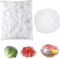 100 Piezas Bolsas de Conservación Bolsas de Alimentos Frescos con Elásticas, Bolsas de Sellado Impermeables Bolsas de Plastico Transparente para Alimentos para Cubrir Platos Tazones Cubierta