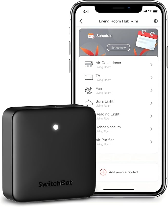 SwitchBot - Hub Mini | Control Inteligente | Enlace a Wi-Fi | Compatible con Alexa, Google Home, Siri, IFTTT | Controla: luz, televisión, Aire Acondicionado, aspiradoras Robot, etc (Black)