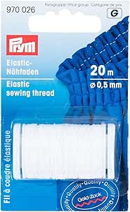 Prym Filo Elastico per Cucito, 20 Metri Lunghezza x 0,5 mm Spessore, Bianco