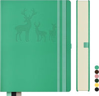 Qefuna Cuaderno B5 de rayas, Bullet Journal B5 grueso bloc de notas, 300 páginas, 100gsm de papel rayado para las mujeres los hombres de oficina diario de la escuela, 19 x 25.5cm, Azul Verde