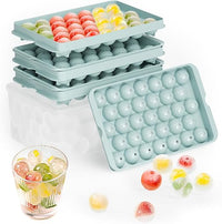 Cubiteras para Hielo Redondos con Tapa y Almacenamiento - Set de 3 Bandejas Apilables para Pequeñas Bolas de Hielo, 99 Estándar Molde Hielo Bolas para Enfriar Whisky, Cócteles, Café- Fácil Liberación