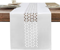 BAZIOE Lino Camino de Mesa Blanco 183 x 35 cm Moderno Camino de Mesa Aspecto de Lino y Lavable para decoración de Mesa de Comedor, Restaurante, Fiesta de Navidad.