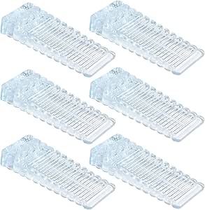 Vinabo Arrêts de Portes 6 Pièces en PVC, Cale Porte Sol Réglable en Hauteur et Empilable, Bloque Porte Transparent pour Portes et Sols