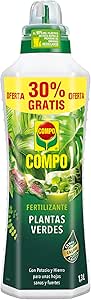 COMPO Fertilizante de plantas verdes para plantas de interior, balcón y terraza, Fertilizante líquido con extra de potasio y hierro, 1,3 L