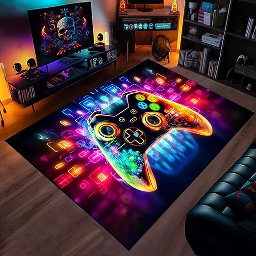 Alfombra de goma antideslizante para área de juego con controlador, 80x120 cm, protección para el suelo, suave para niños, sala de estar, decoración