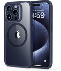 ESR Funda para iPhone 15 Pro MAX, Compatible MagSafe, Protección Grado Militar a Prueba Golpes, Funda Magnética para iPhone 15 Pro MAX, Funda Híbrida Classic (HaloLock), Azul Transparente