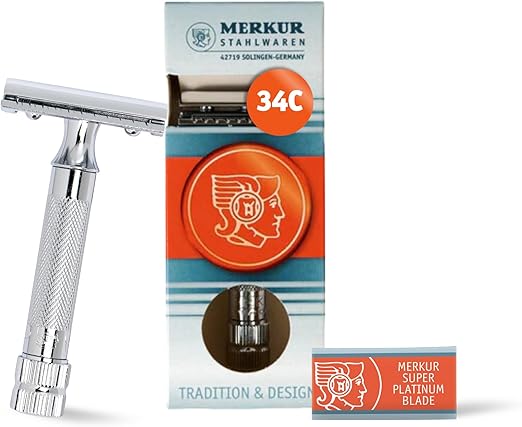Dovo Safety Razors 34C Short Handle 1 Sample Blade Chromeplated, Straight Cut In Box
