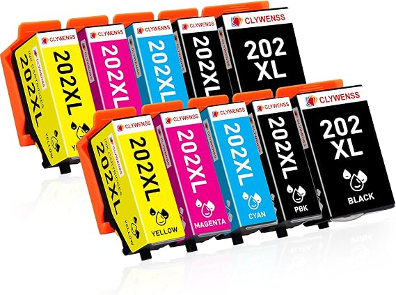 Clywenss Cartuchos de tinta 202XL compatibles con Epson 202 XL Multipack para Expression Premium XP-6000 XP-6100 XP-6105 XP-6005 XP6000 XP6100 XP6105 XP6005 XP6001 XP-6001 XP-6001