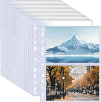 Pack de 50 fundas A4 para fotos con 200 compartimentos para archivadores de 2/3/4 anillas, album postales, recambios top-loading para álbumes de postales (219x152 mm).