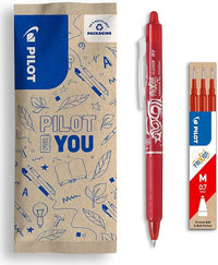 Pilot - Set di 1 FriXion Ball Clicker 07 + 1 set di 3 Ricariche - Penna a Inchiostro Cancellabile Termosensibile - Penna roller a scatto e Ricaricabile - Rosso - Punta Media