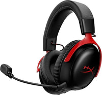 HyperX Cloud III S - Auriculares Gaming inalámbricos, Bluetooth, 2.4Ghz, PC, PS5, Xbox, Drivers 53 mm, DTS, micrófono 10mm, batería hasta 200h, Rojo-Negro