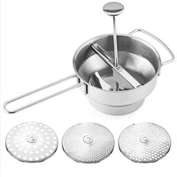 Navaris Pasapures Acero Inoxidable - Pasapures Manual con 3x Discos Incluidos - Pasapure Profesional de Cocina Ø19 cm - Pasa Pures Cocina para Puré de Patatas Papillas Bebés
