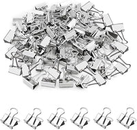 50 pinzas plateadas plegables de 15 mm, minipinzas de papel de metal, multiusos, pinzas plegables, micropinzas plateadas, para escuela, oficina, papelería, notas, hogar, etc