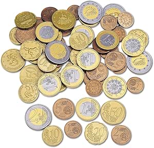 Learning Resources Set de Monedas Euro de Juguete – 100 Piezas para Aprendizaje Matemático y Juego Educativo – Edad 5+