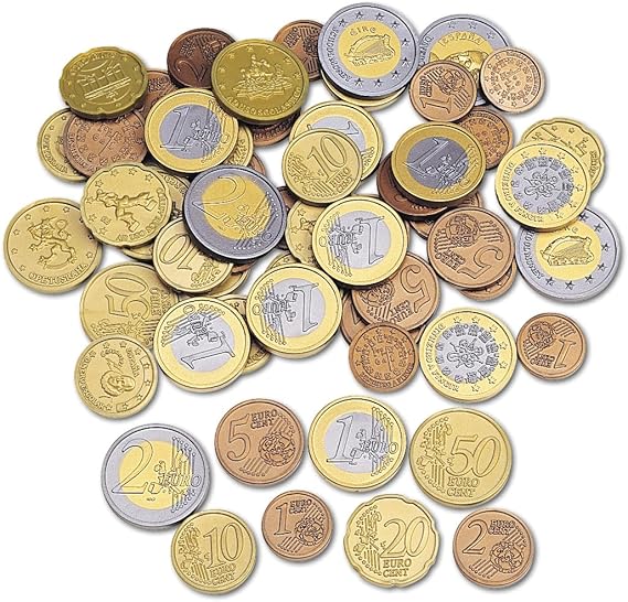 Learning Resources Set de Monedas Euro de Juguete – 100 Piezas para Aprendizaje Matemático y Juego Educativo – Edad 5+