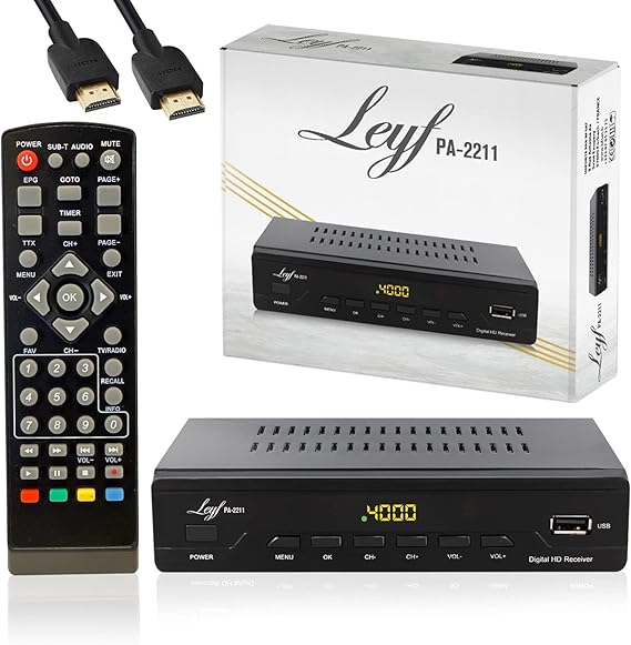 LEYF PA-2211 Kabel Receiver DVB-C Digitales Kabelfernsehen Full HD TV(DVB-C / C2, HDTV, DVB-T/T2, HD, SCART, USB) +HD Kabel, Kabelfernsehen für alle Kabelanbieter geeignet