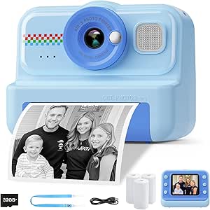HiMont Camara Fotos Infantil Instantanea, HD/1080P Cámara Instantánea para Niños con Tarjeta de 32G y Papel de Impresión, Camara Fotos Infantil Divertidos Regalos de Juguete para Niños de 3 a 12 Años
