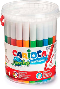 CARIOCA Jumbo - Bote 50 Rotuladores Punta Maxi 6 mm, Superlavables