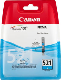 Canon CLI-521 C Cartucho de tinta original Cian para Impresora de Inyeccion de tinta Pixma iP3600-iP4600-iP4700-MP540-MP550-MP560-MP620-MP630-MP640-MP980-MP990-MX860-MX870