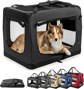 lionto Transportín Plegable, Talla XXL, 22 kg, 90 x 61 x 65 cm, Negro