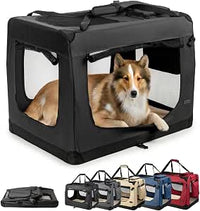 lionto Transportín Plegable, Talla XXL, 22 kg, 90 x 61 x 65 cm, Negro