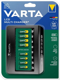 VARTA Cargador de Pilas, cargador para pilas AA/AAA recargables, hasta 8 pilas recargables, LCD Multi Cargador+, carga a ranura única, no equipado