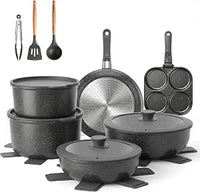 YASHE Batería de cocina 20 piezas, inducción, atóxica, sin PTFE ni PFAS