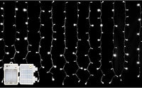 Luz de Cortina Luz Cadena LED Pilas Luces Navidad Exterior Pilas 100 LED 1,2m x 1m Impermeable IP44 con 8 Modos Exterior y Interior Decoración para Habitacion, Bodas, Jardín, Fiesta - Luz Blanca